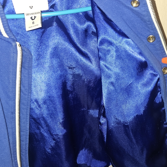 True Religion Blue and Gray Jacket with Red Accents - Picture 10 of 11